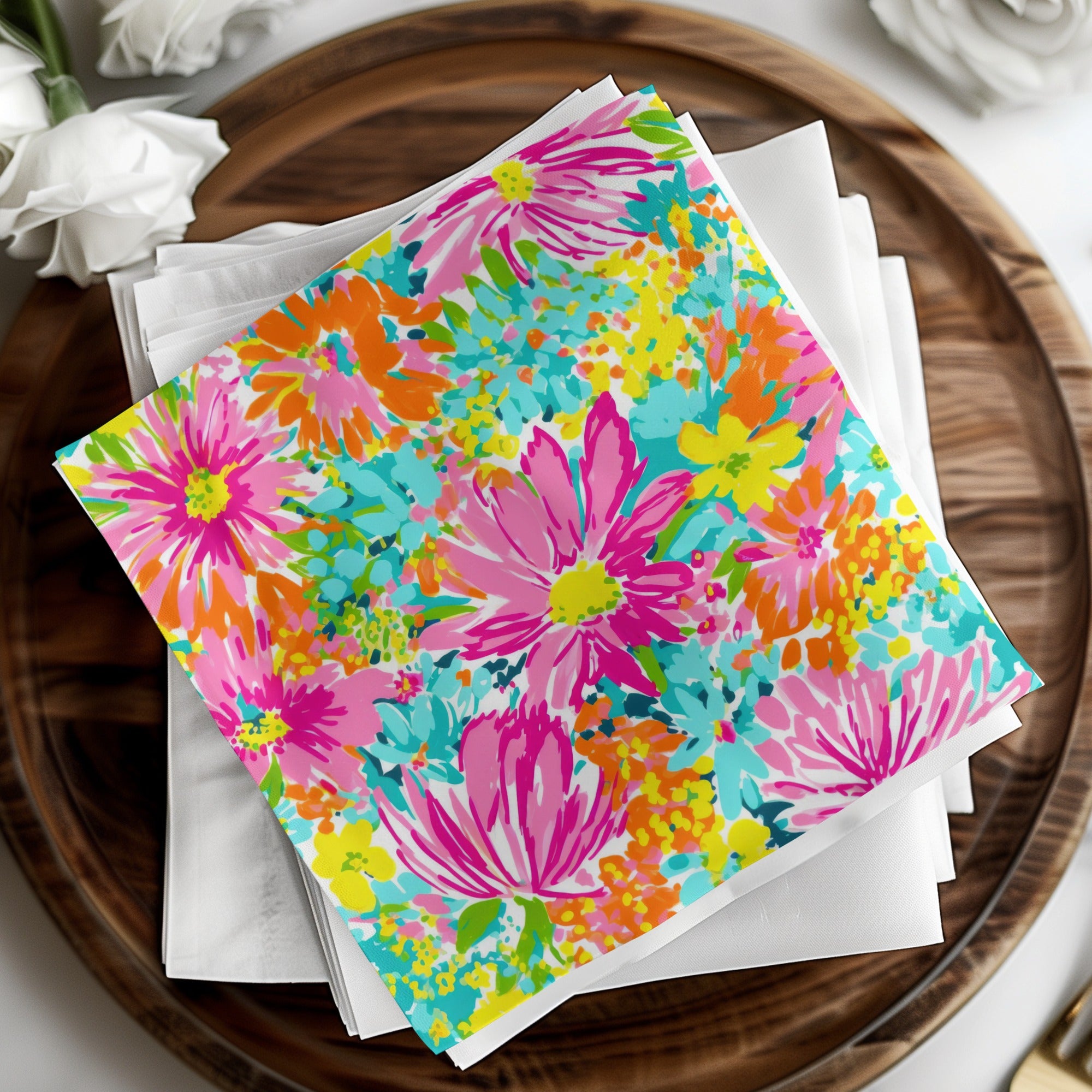 Colorful Floral Patterned Napkin Set for Bright Table Settings