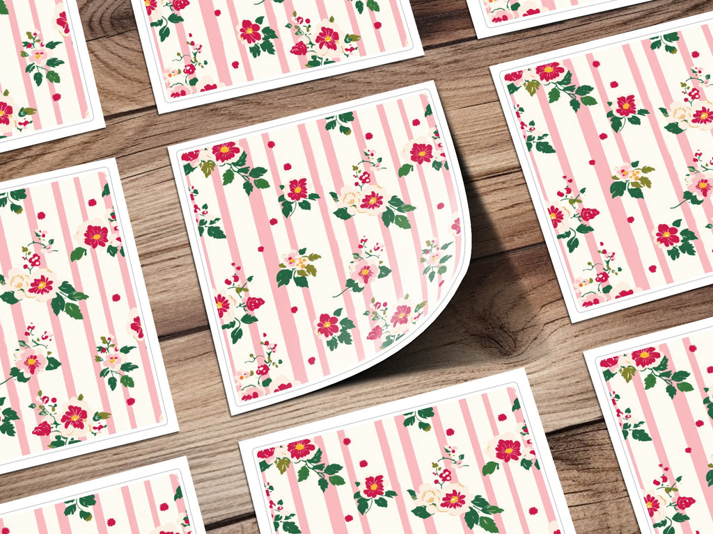 Pink Striped and Floral Pattern Customizable Print