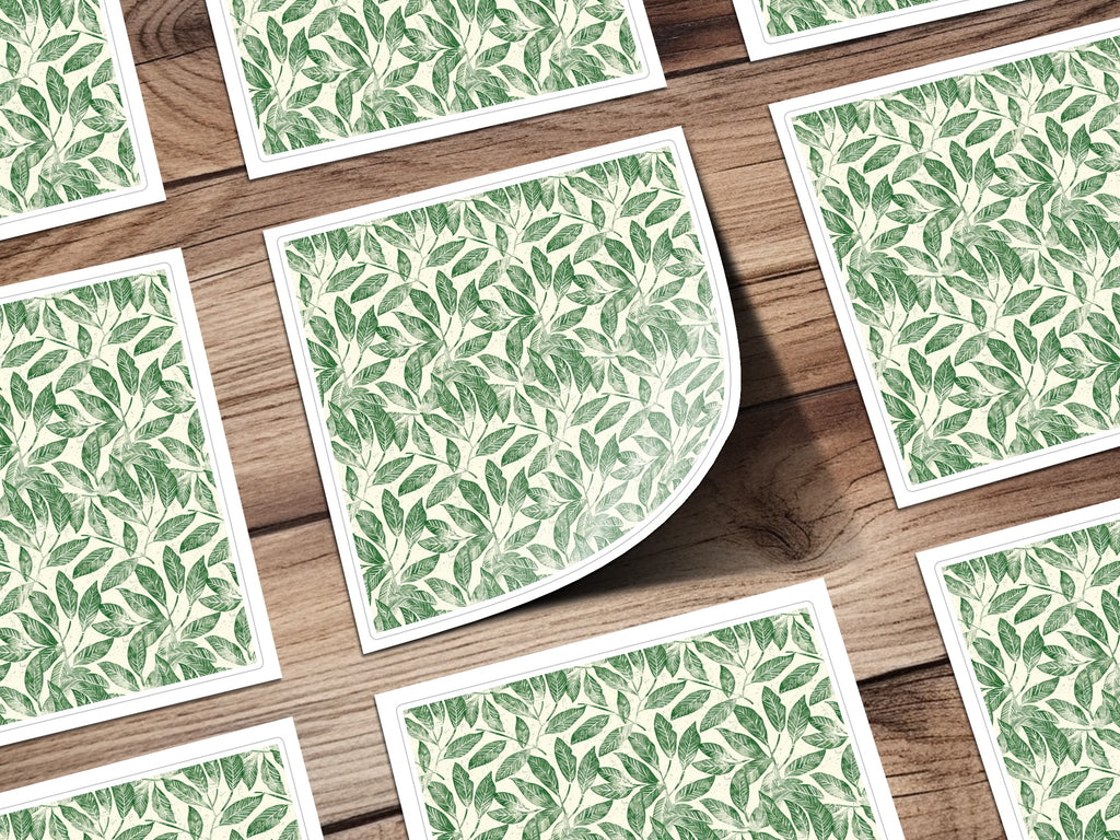 Green Leaf Pattern on Wooden Surface Poster Decoration
