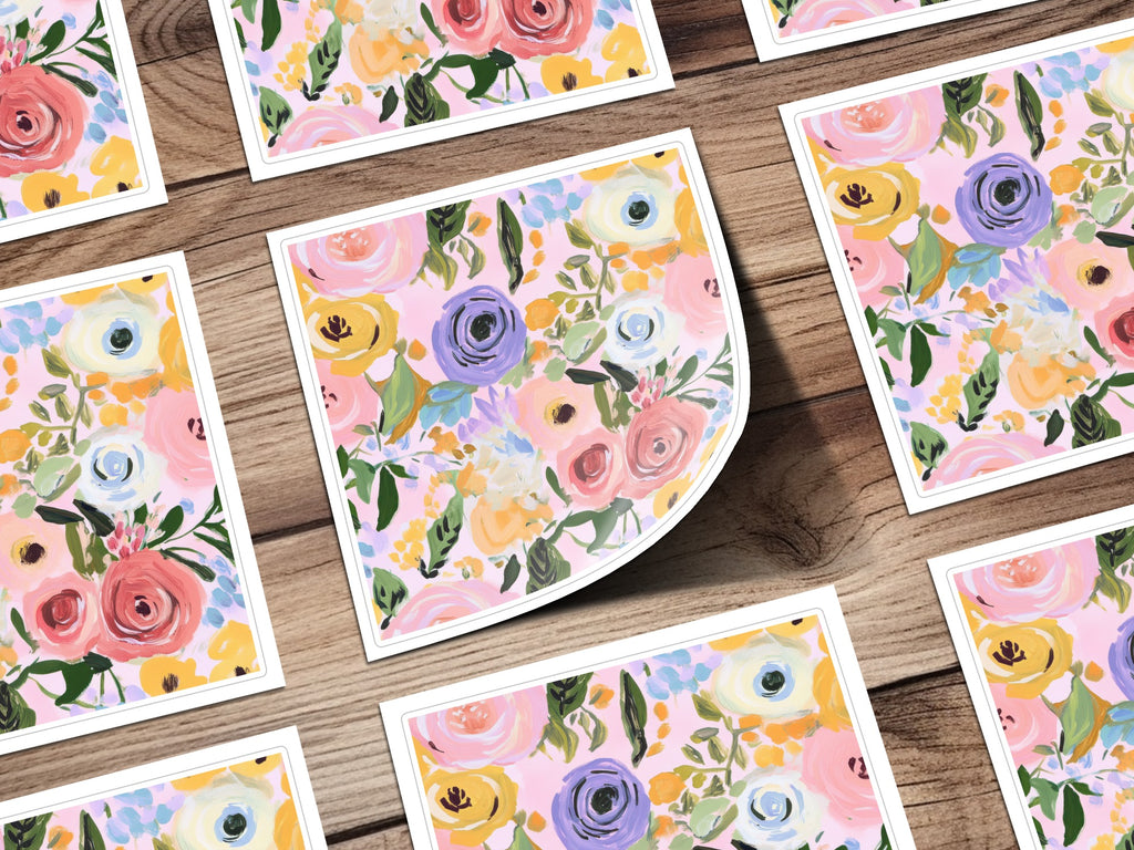 Pink Seamless Pattern, Modern Gouache Painted Floral Digital Paper, Abstract Floral Print, Roses Digital Product, Flower Fabric Design