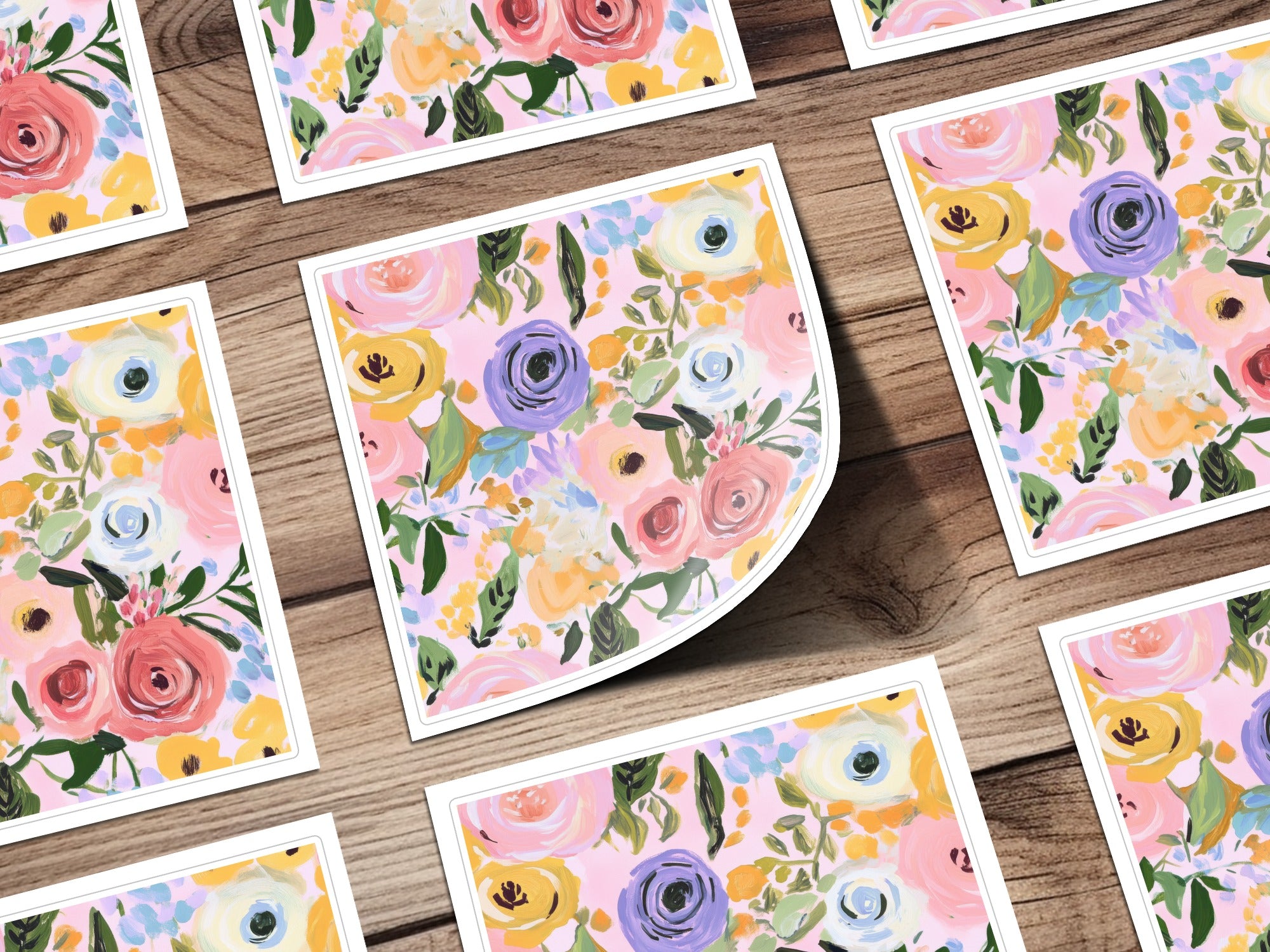 Pink Seamless Pattern, Modern Gouache Painted Floral Digital Paper, Abstract Floral Print, Roses Digital Product, Flower Fabric Design