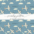 Blue Sky Airplanes Clouds Stars Philippians 4:13 seamless pattern product type
