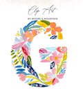 Floral letter G with "Clip Art" and "BY MOORE & MOUNTAIN" text.