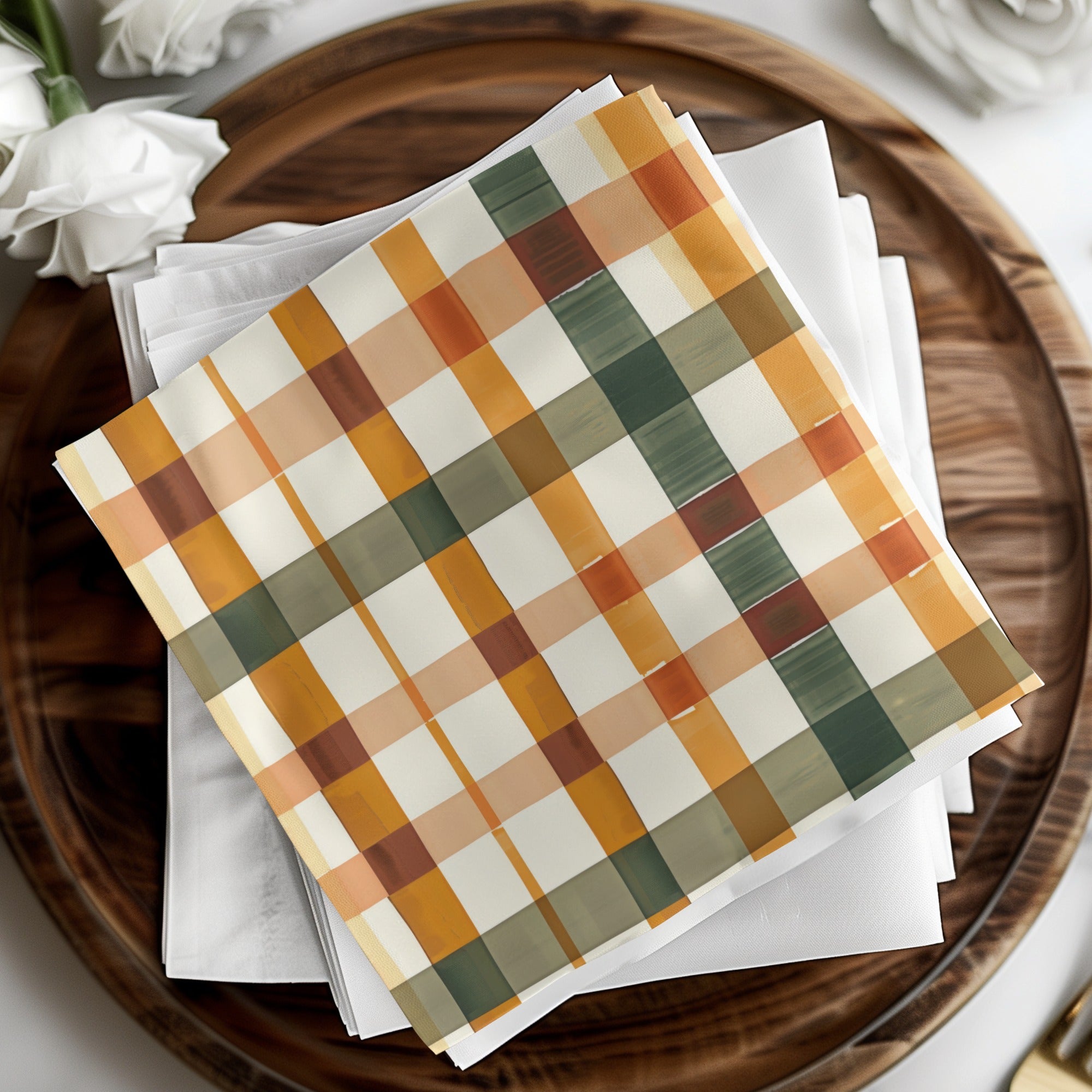 Autumn Plaid Patterned Decorative Napkin Set