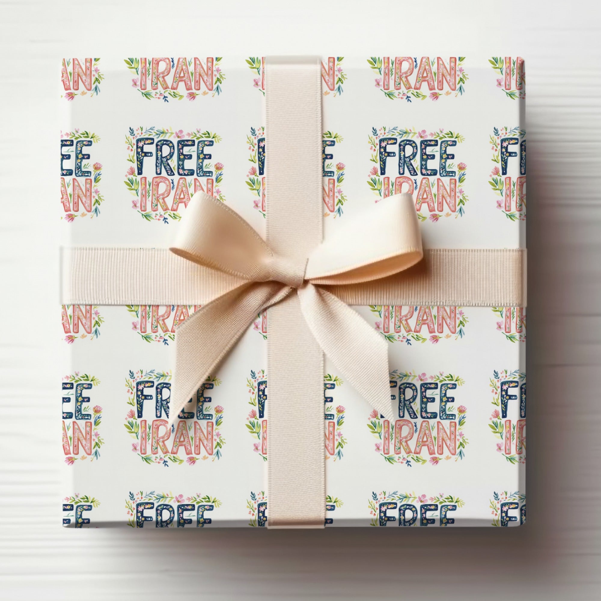 Free Iran Floral Pattern Watercolor Gift Wrap product type