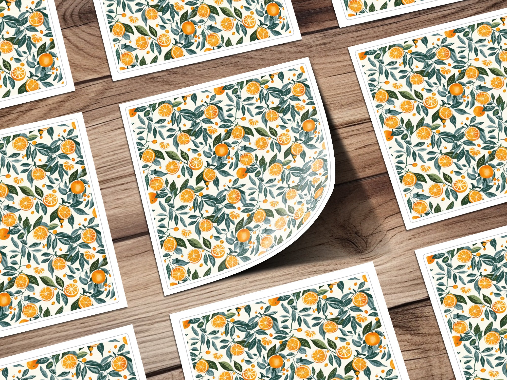 Vibrant Orange and Green Citrus Pattern art print