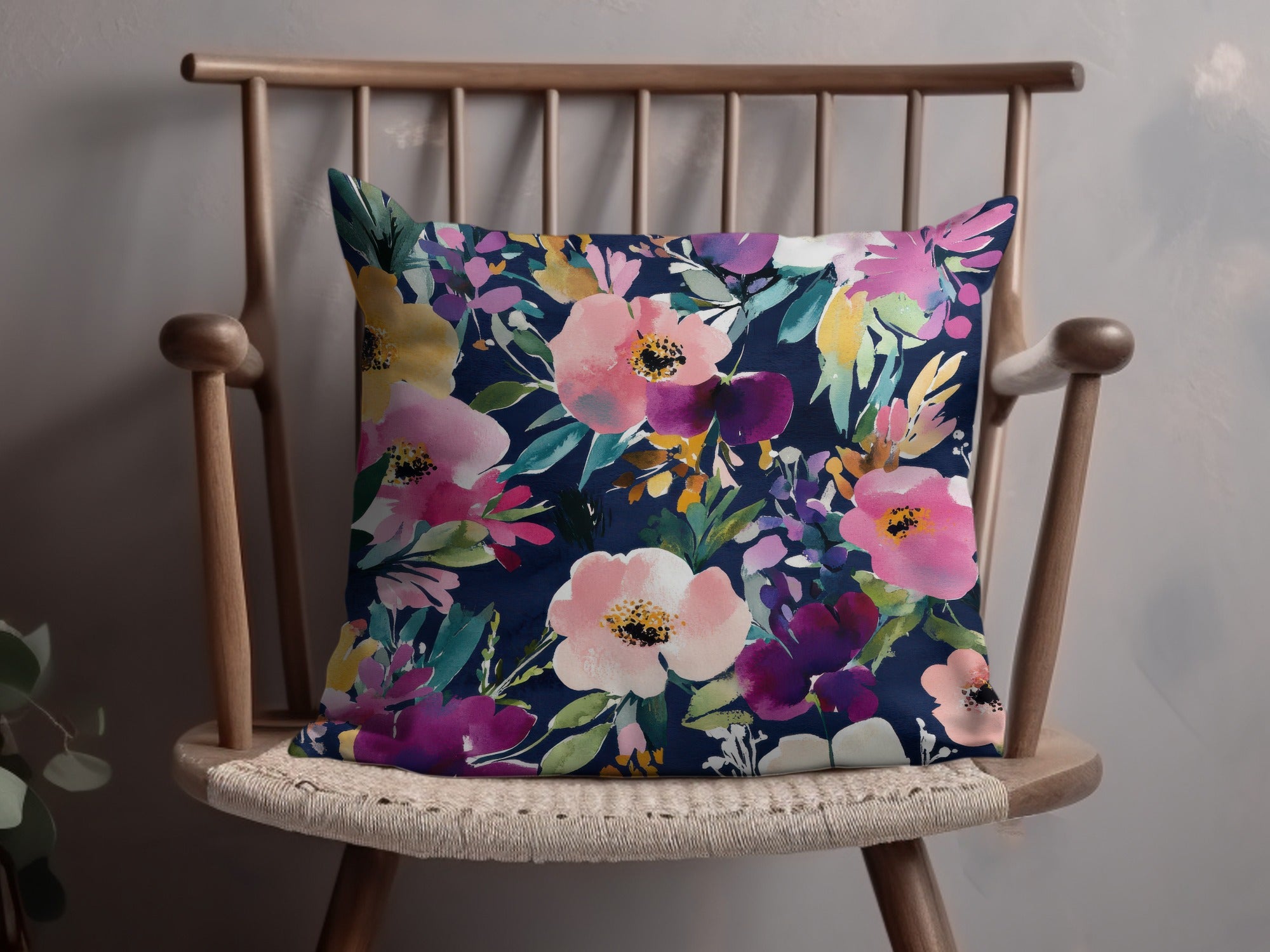 Colorful Floral Pattern Decorative Accent Pillow