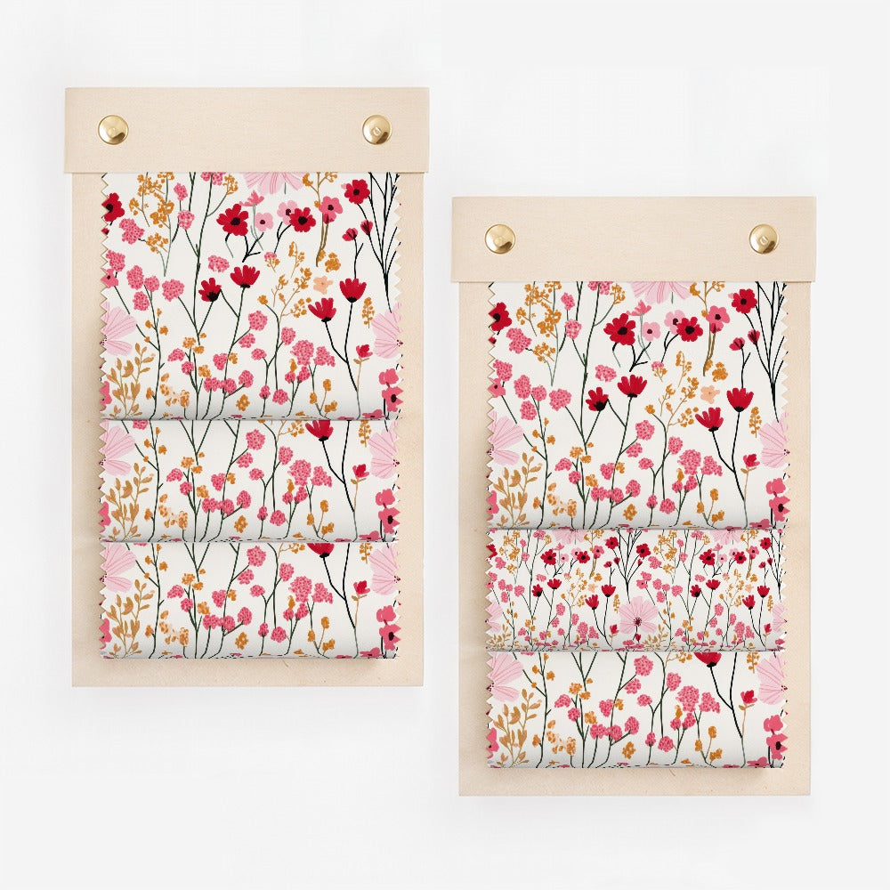 Vibrant Floral Pattern with Red and Pink Accents fabric