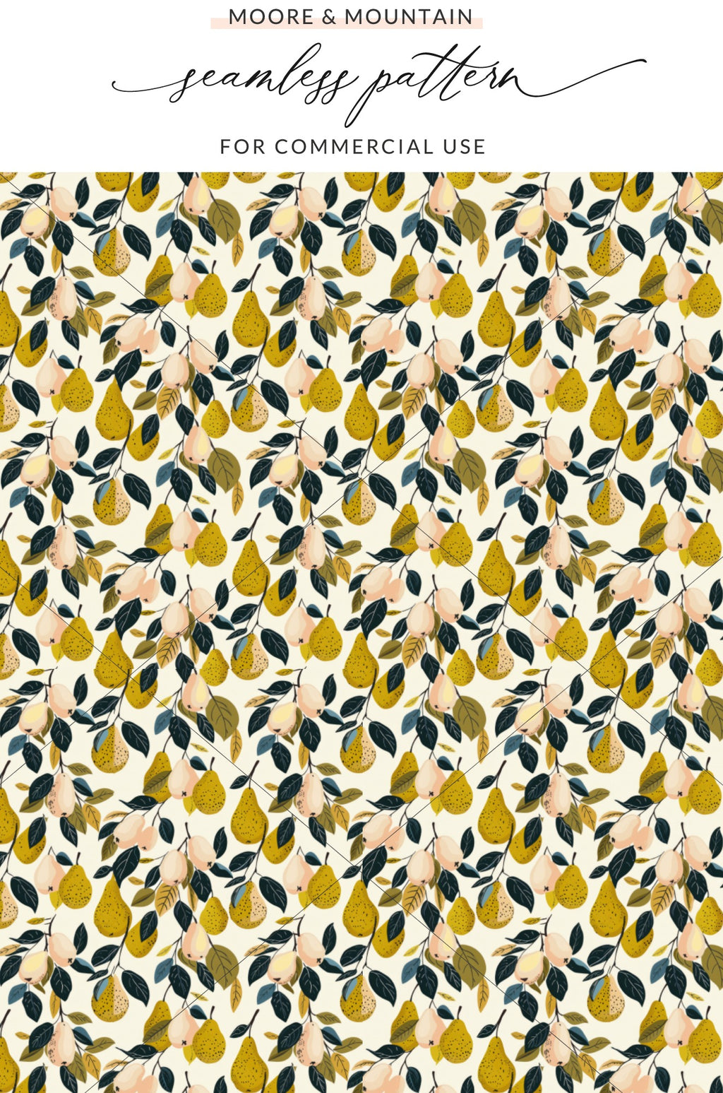Pear and Leaf Seamless Pattern for Commercial Use