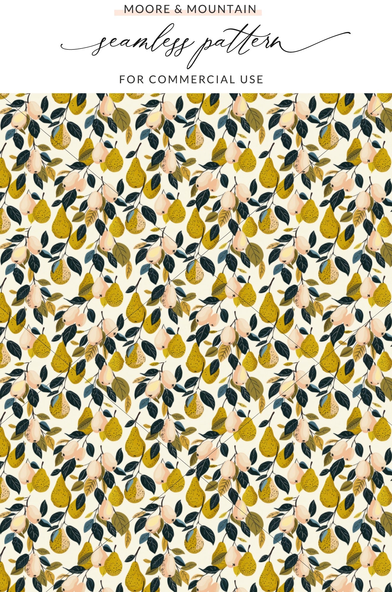 Pear and Leaf Seamless Pattern for Commercial Use