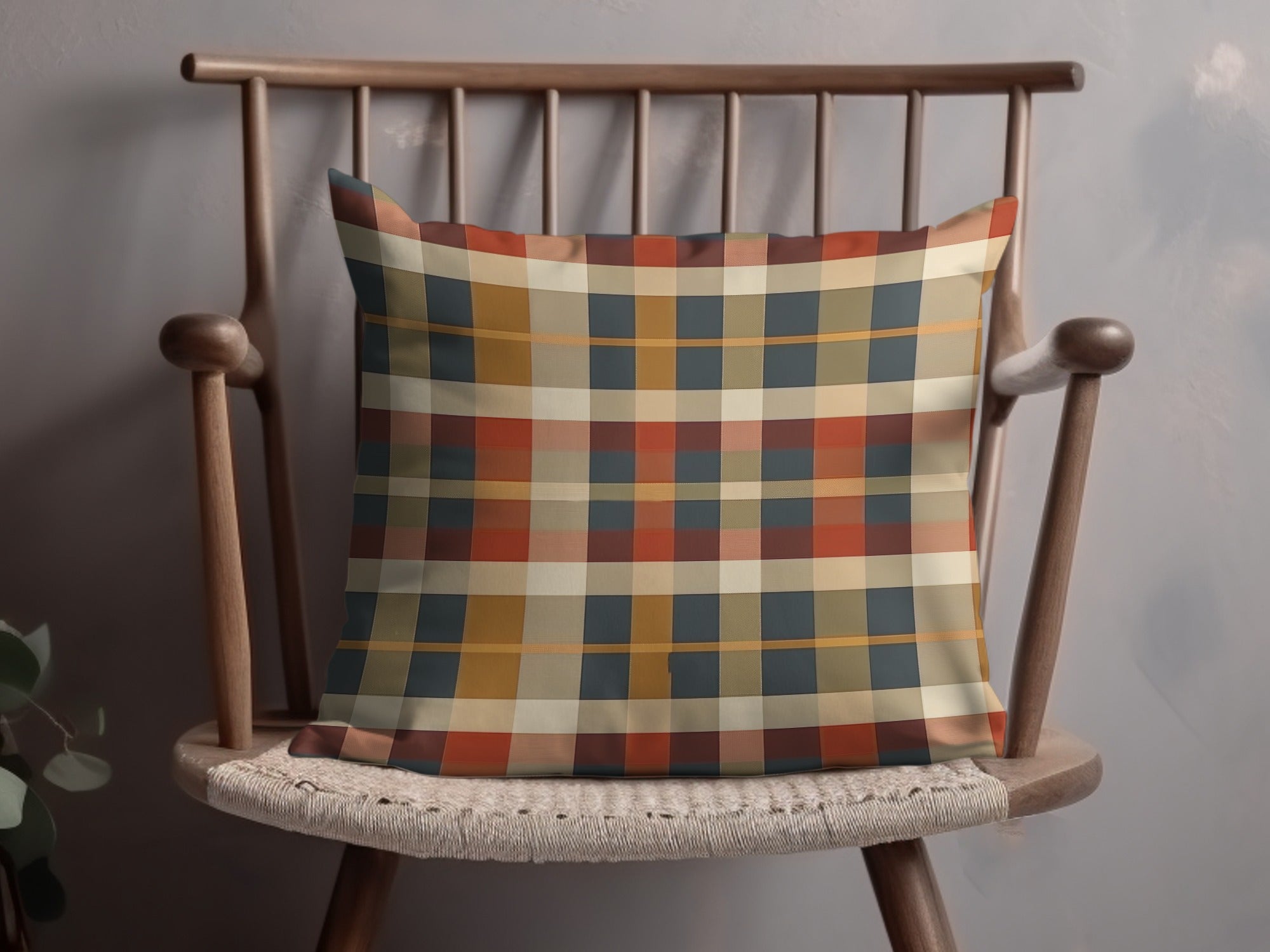 Colorful Plaid Pattern Decorative Cushion for Modern Home