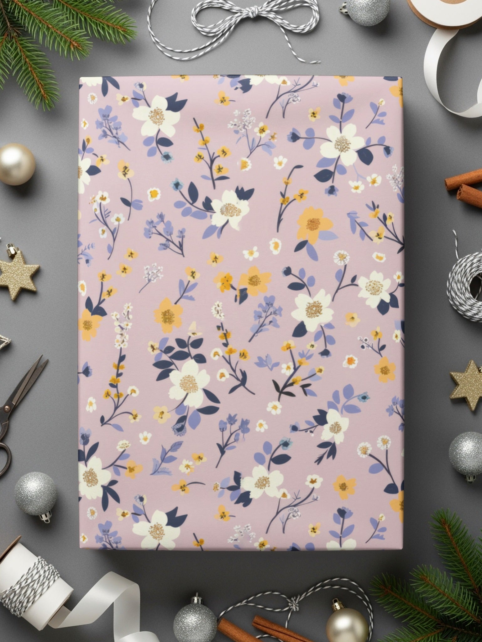 Elegant Floral Design Pink Gift Wrapping Paper