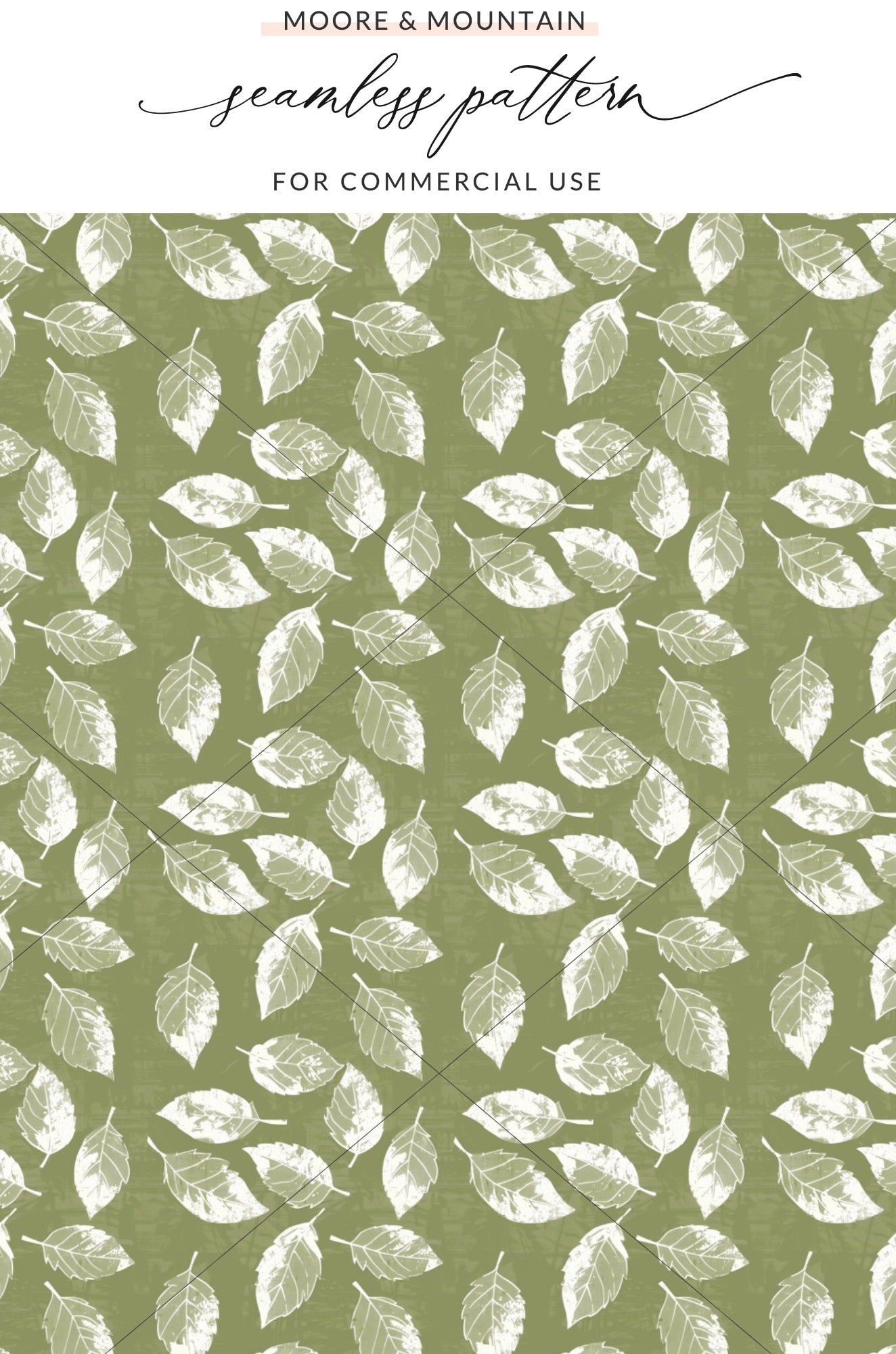 Green and White Leaf Pattern for Commercial Use