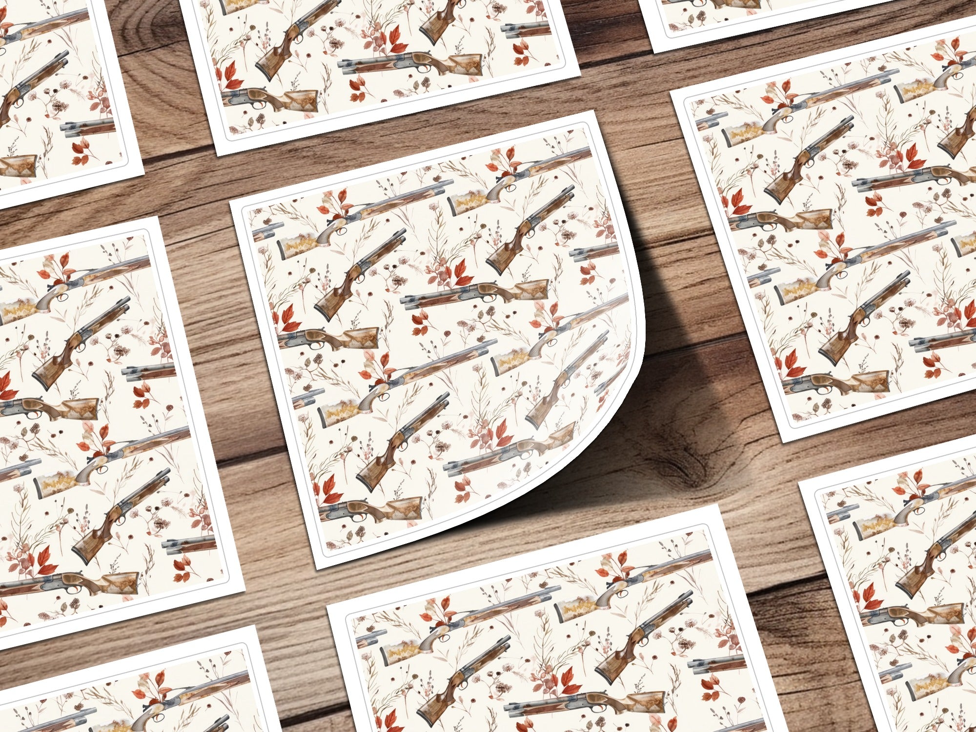 Rustic Hunting Themed Sticker Sheet for Outdoor Enthusiasts