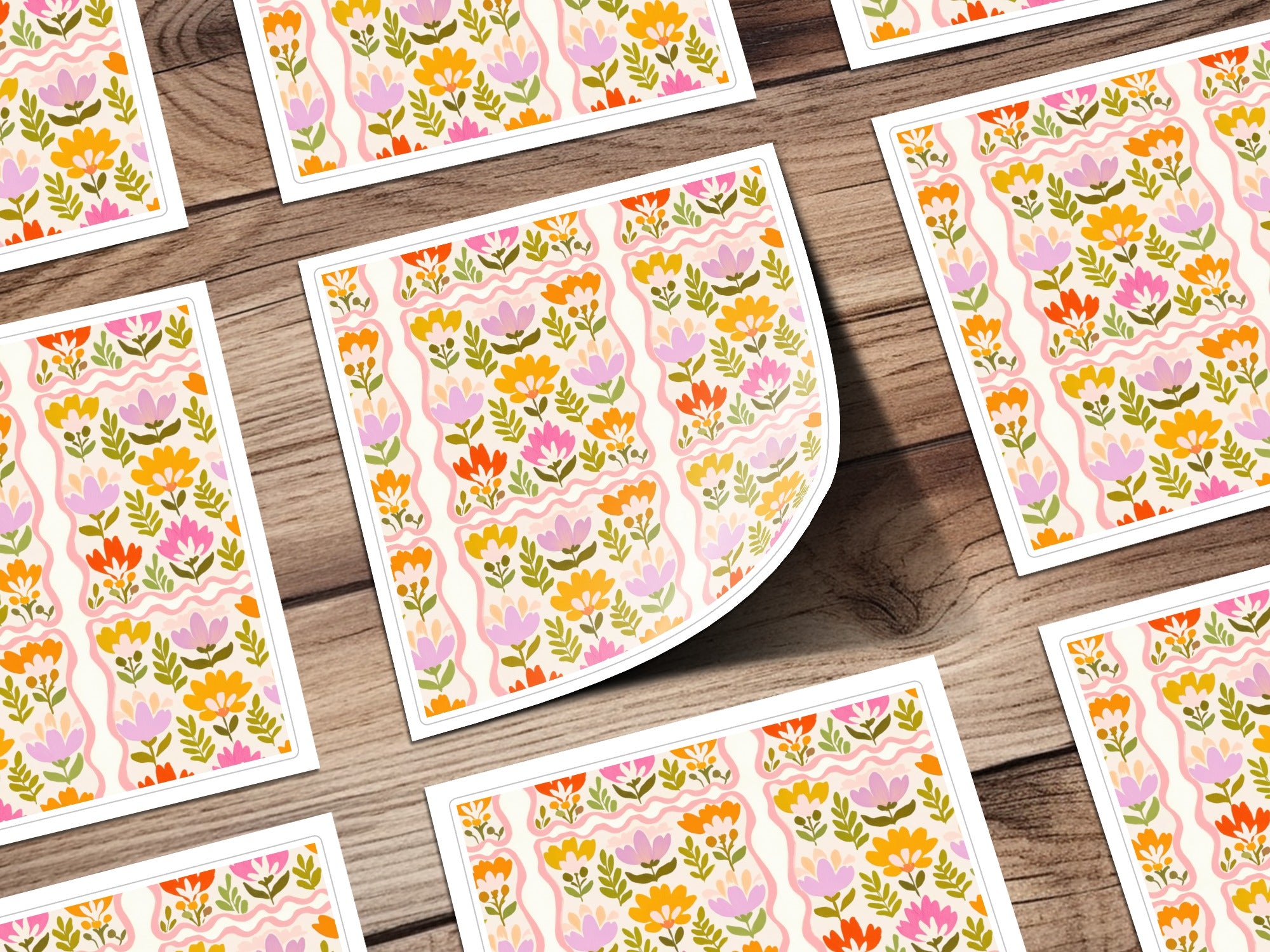 Colorful Floral Pattern Square Prints Collection