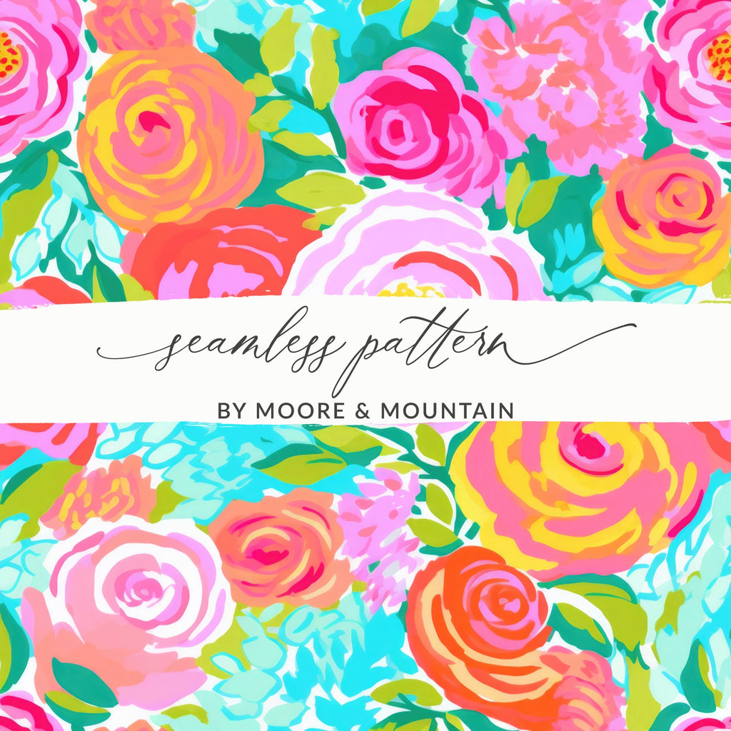 Bold Colorful Floral Seamless Pattern by Moore & Mountain