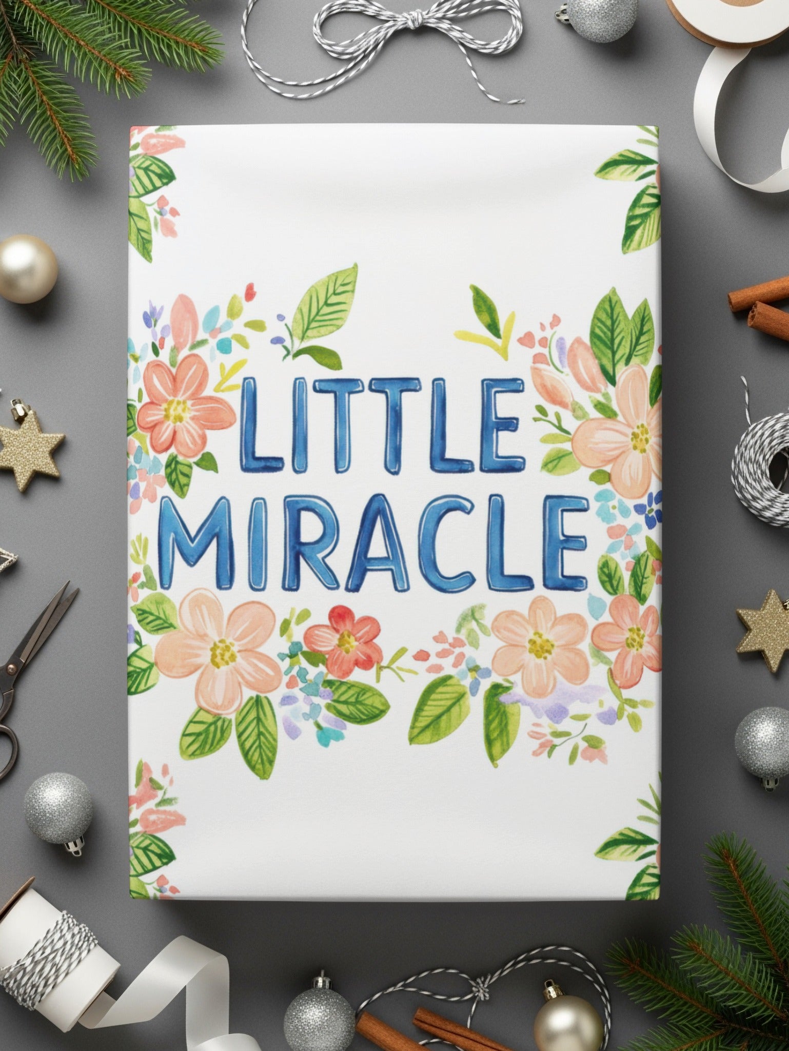 Little Miracle Floral Design Baby Shower Gift Wrap