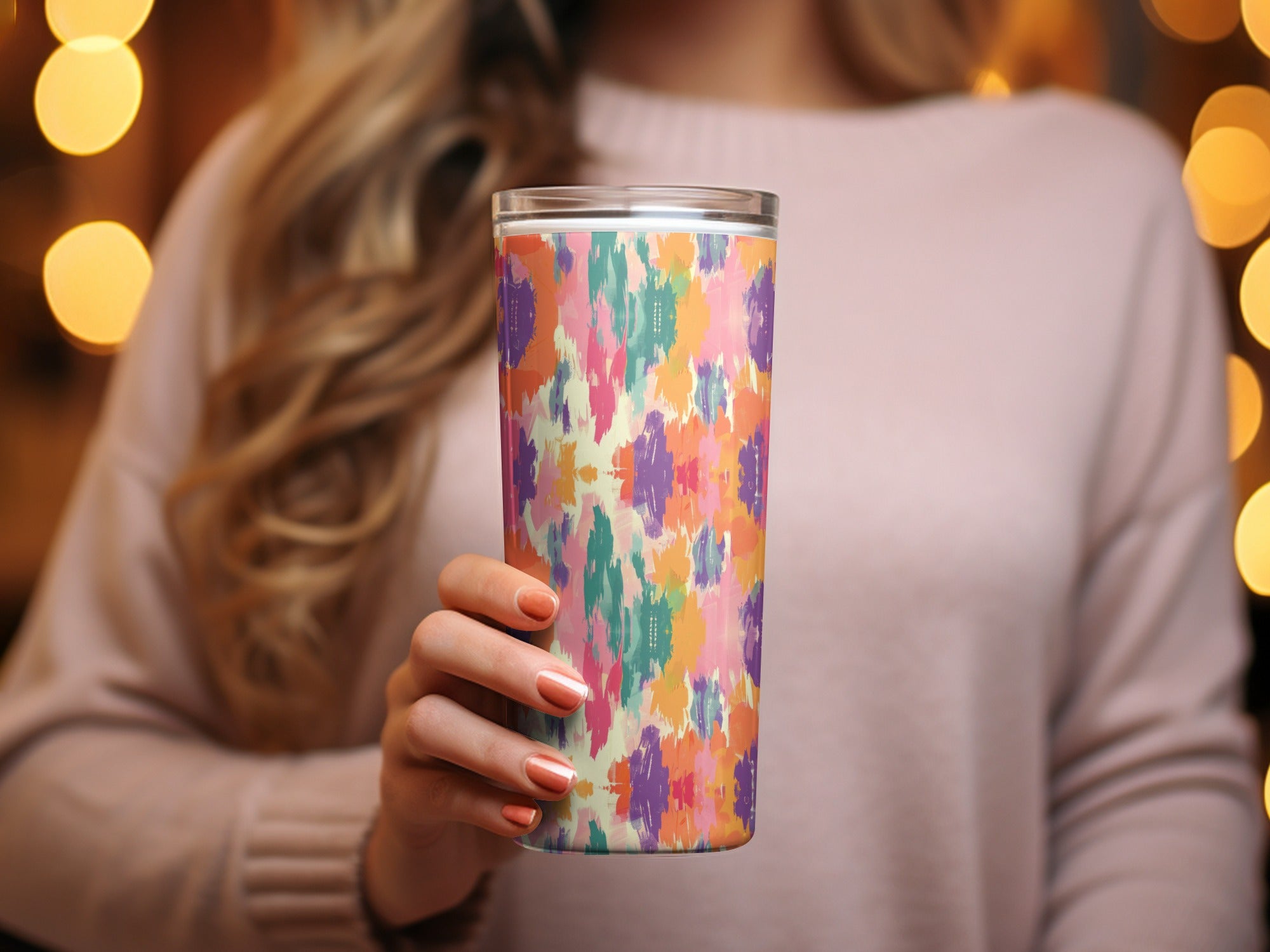 Colorful Abstract Pattern Travel Mug for Beverages