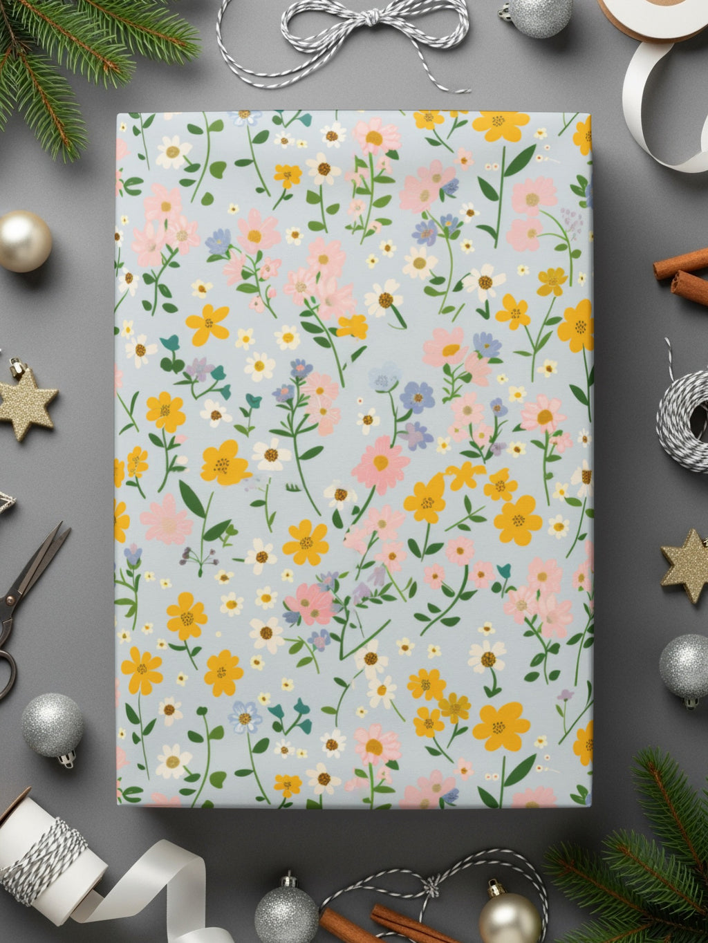 Colorful Botanical Floral Gift Wrapping Paper sheet