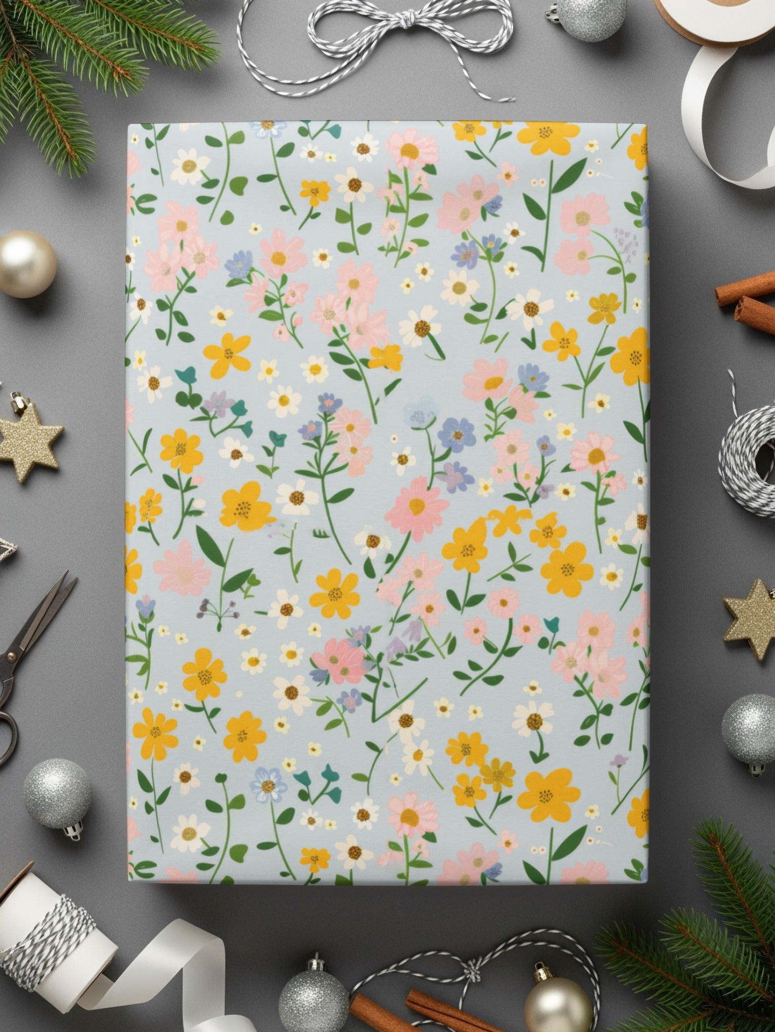 Colorful Botanical Floral Gift Wrapping Paper sheet