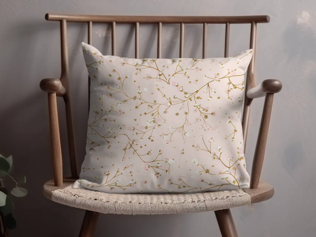 Elegant Floral Pattern on White Background Pillow