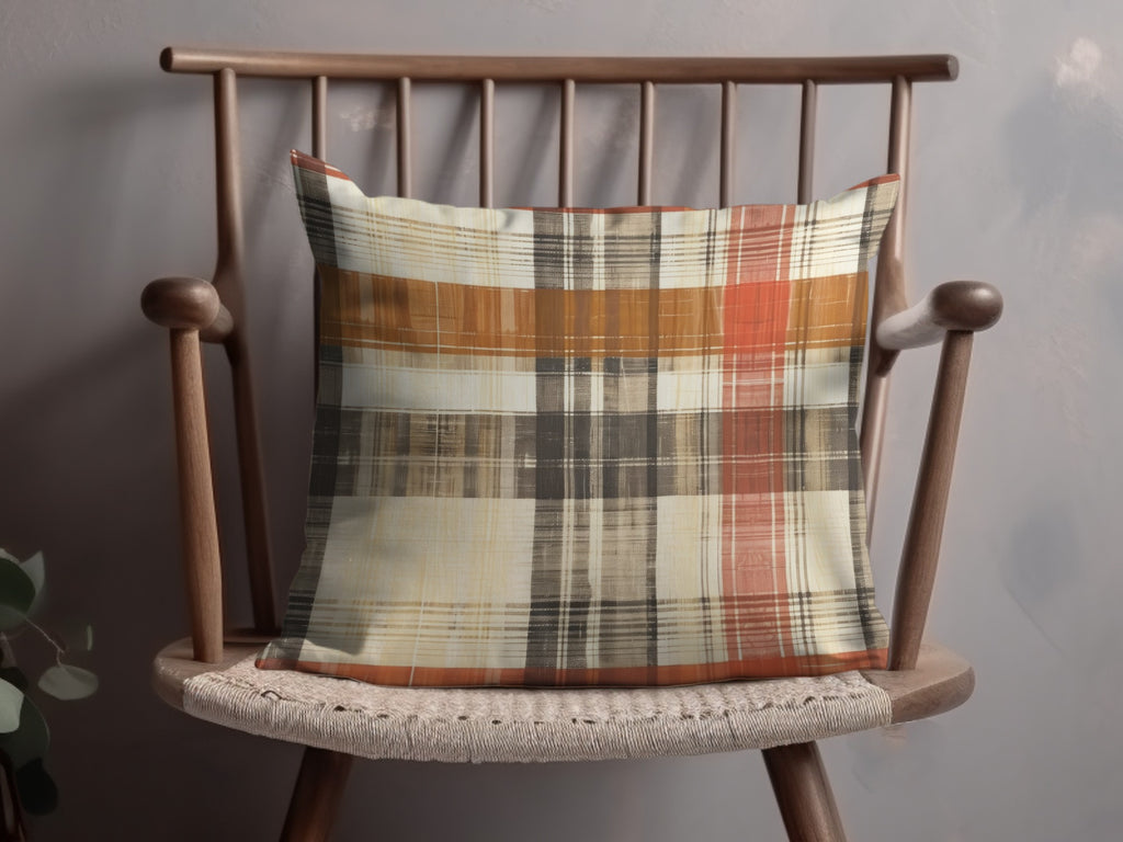 Rustic Plaid Design Decorative Throw Pillow for Cozy Spaces