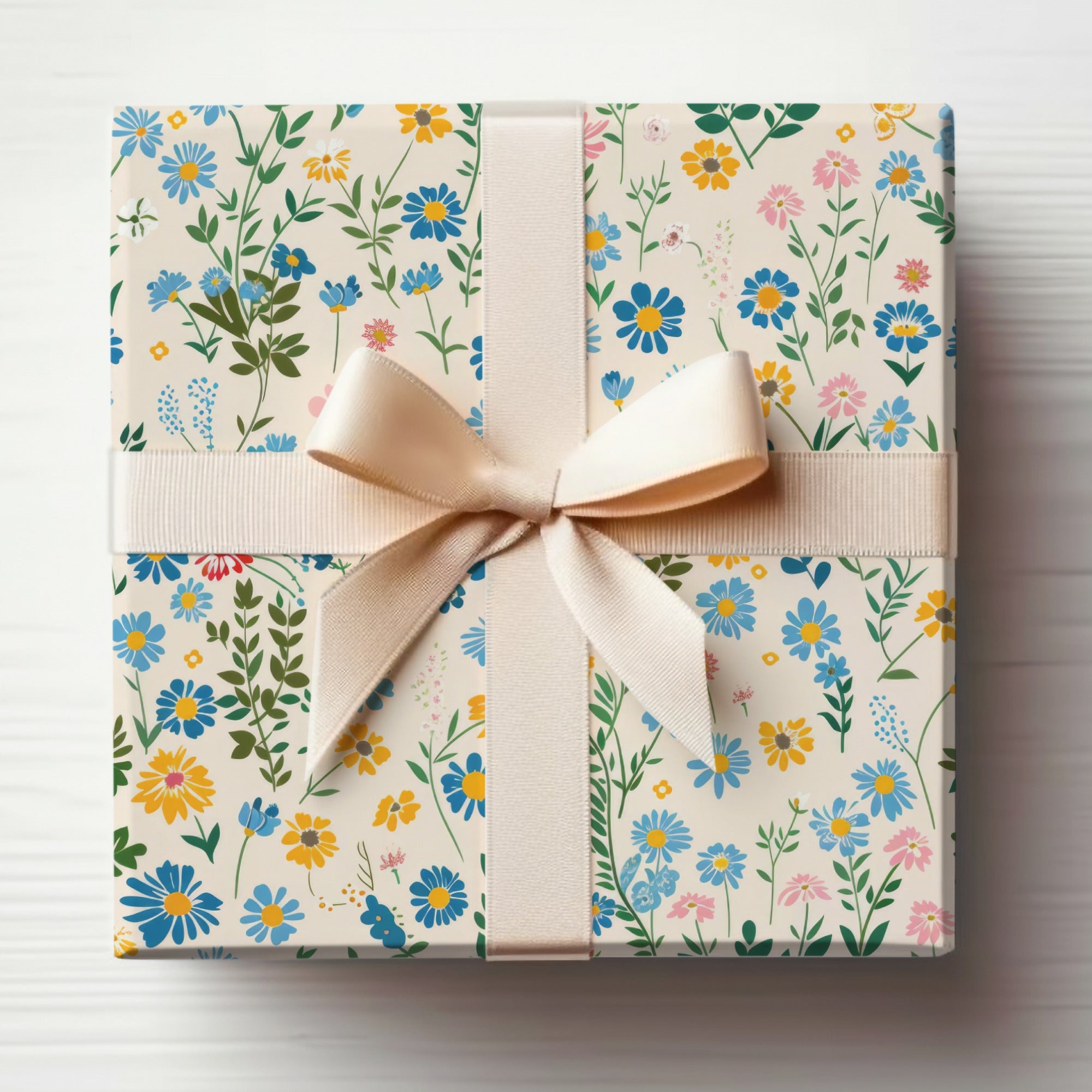 Floral Pattern Gift Wrap with Ribbon for Any Occasion