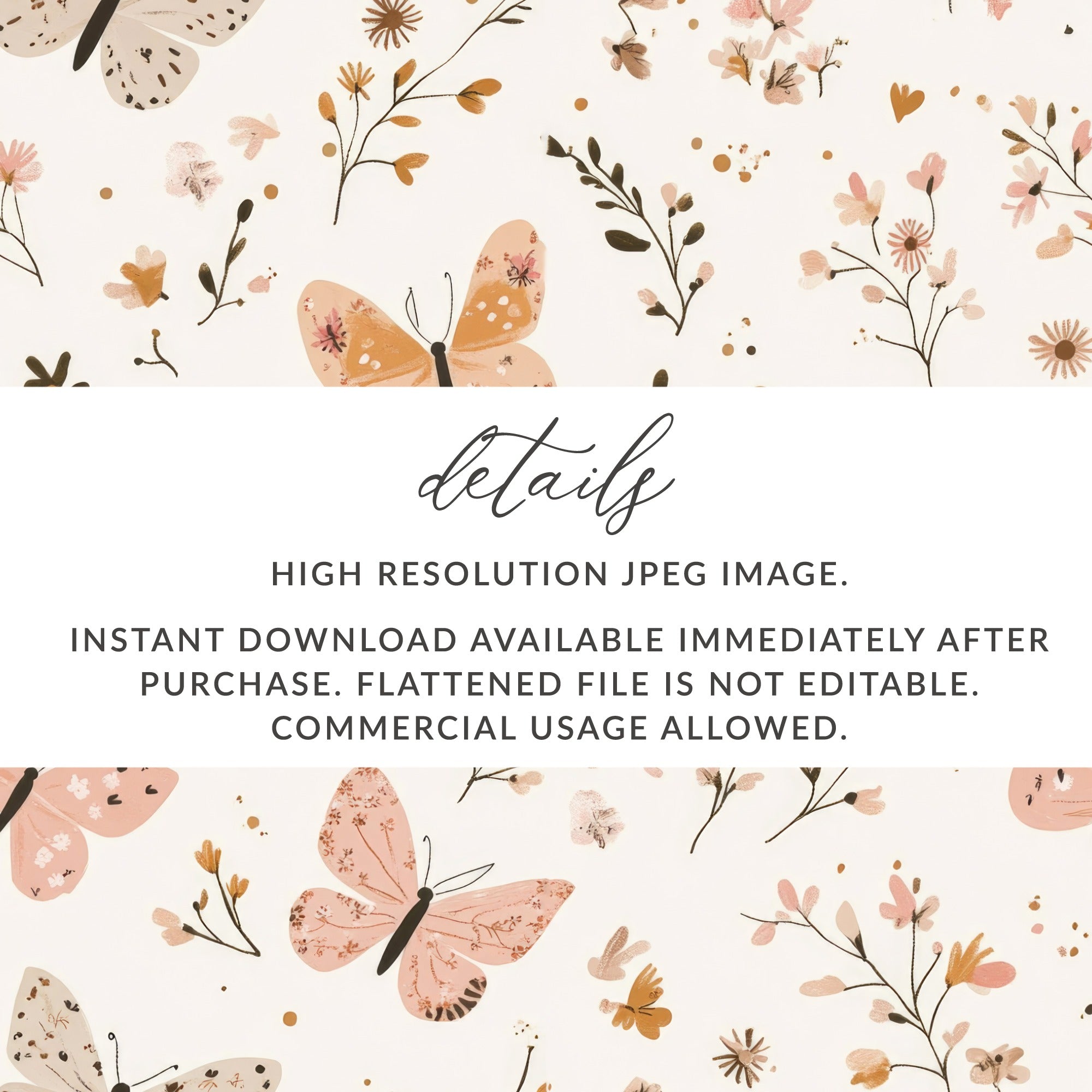 High Resolution Butterfly and Floral Digital JPEG Image