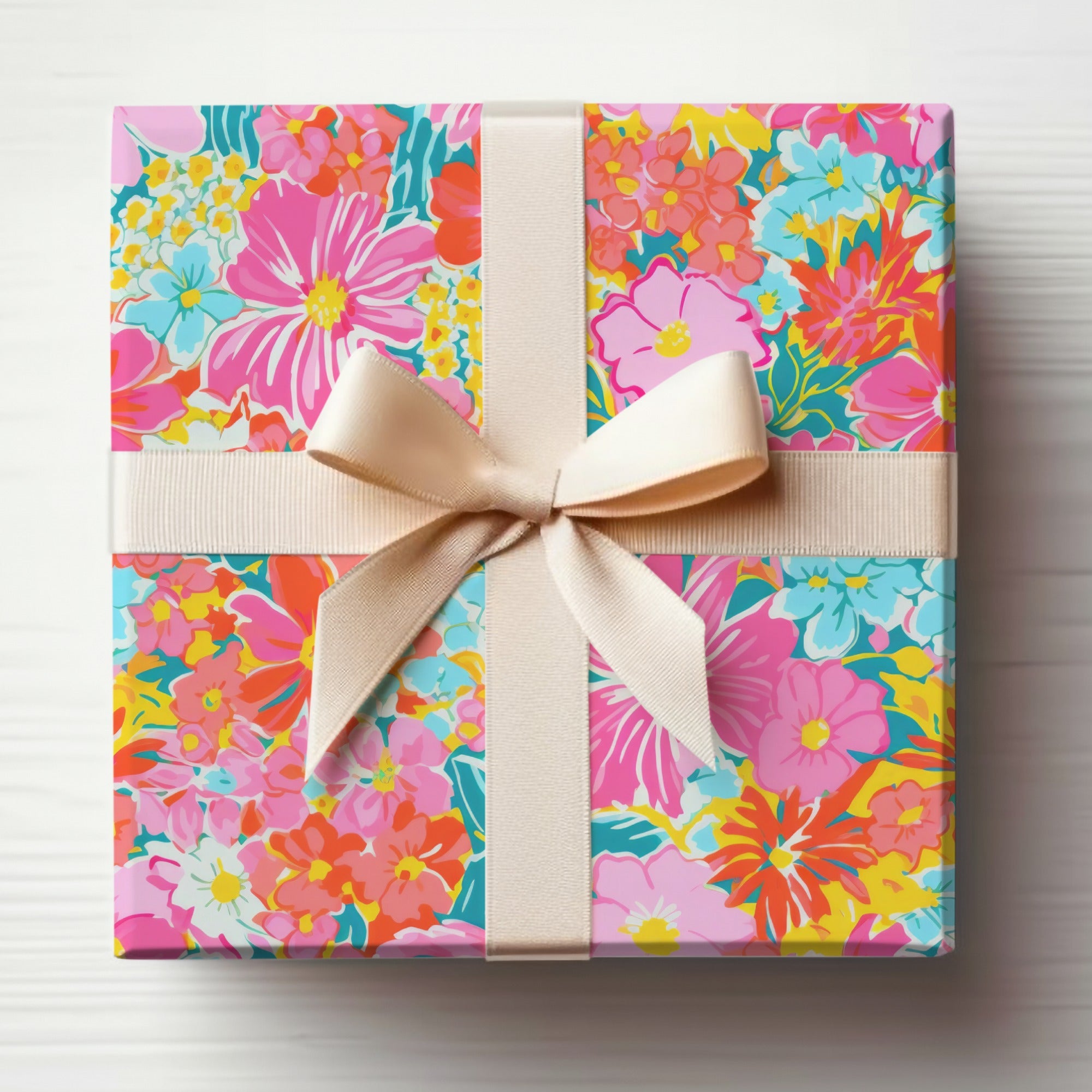 Vibrant Floral Gift Box with Satin Bow for Special Occasions