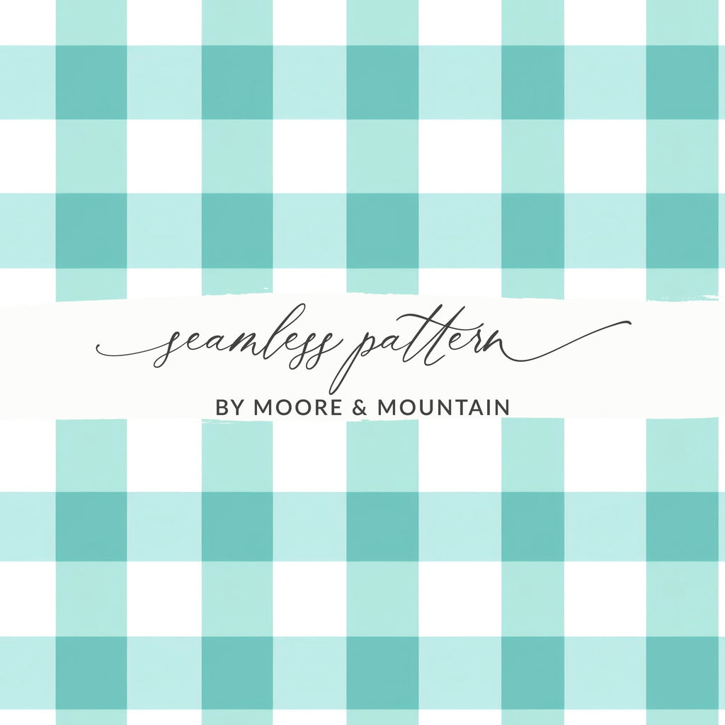 Aqua and White Plaid Checkered Seamless Pattern Design