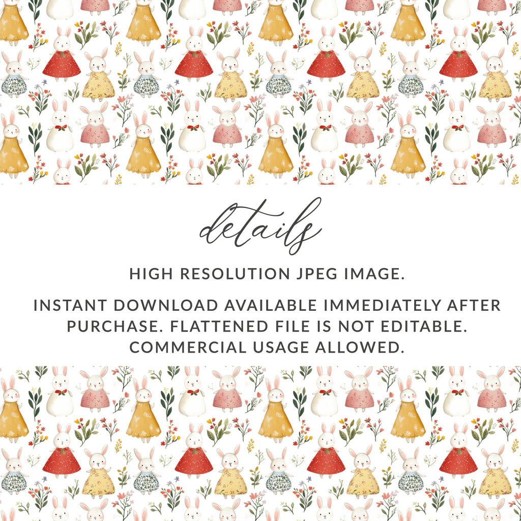 Cute Bunnies Floral Springtime Pattern Digital product type