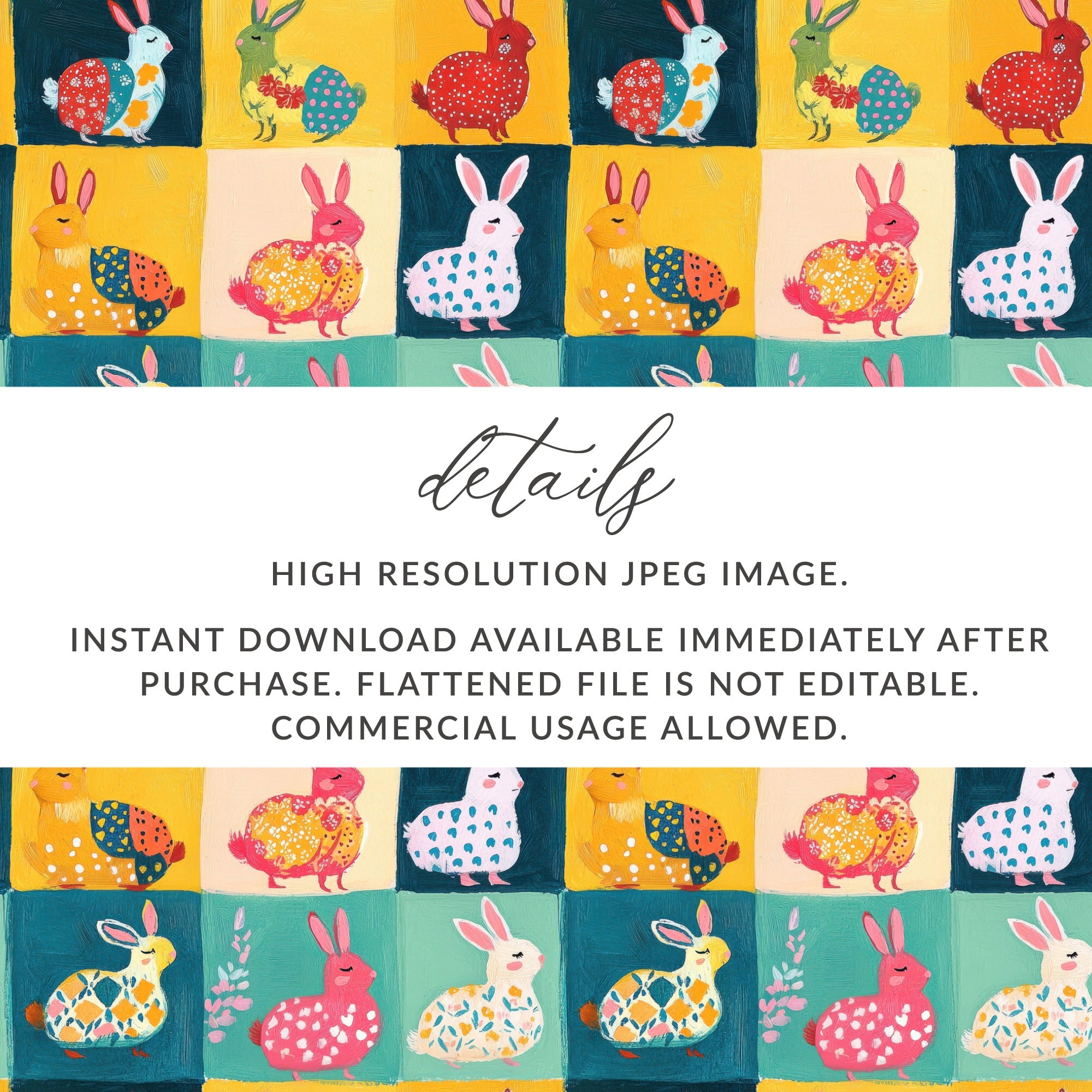 Colorful Easter Bunny Patterns High Resolution JPEG Image