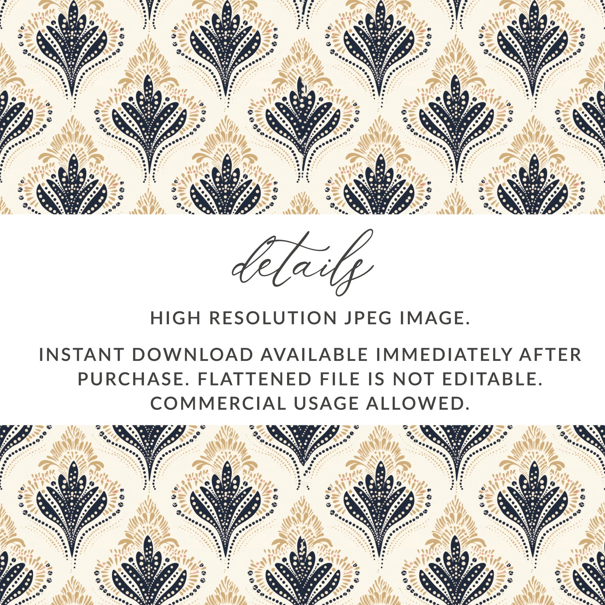 High Resolution Elegant Damask Pattern Digital Download