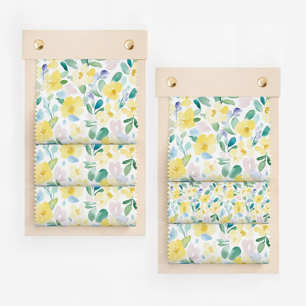 Vibrant Yellow Floral Design Fabric Sample