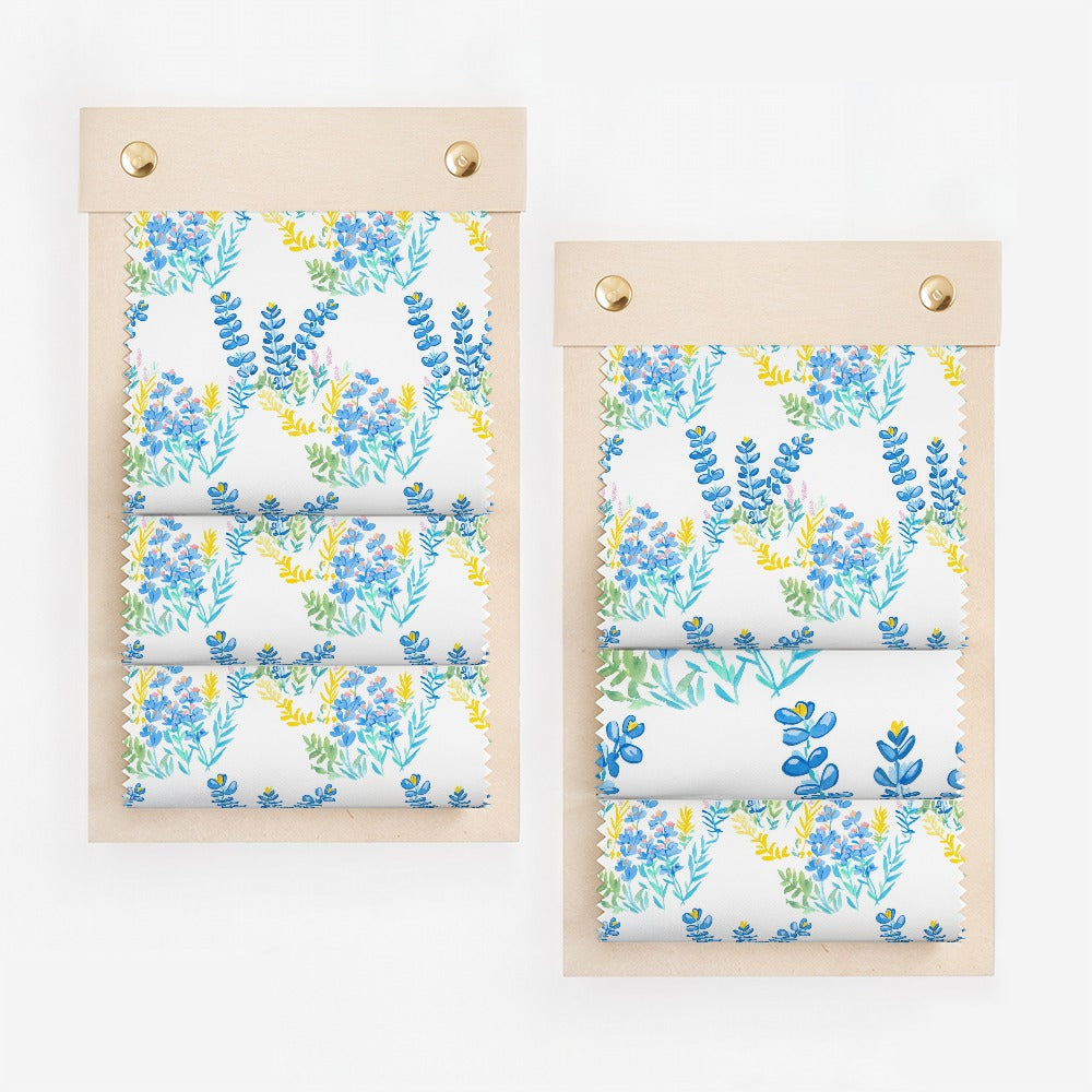 Blue and Yellow Floral Patterned Roman Blind
