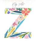 Watercolor floral letter Z by Moore & Mountain with "Clip Art" text.