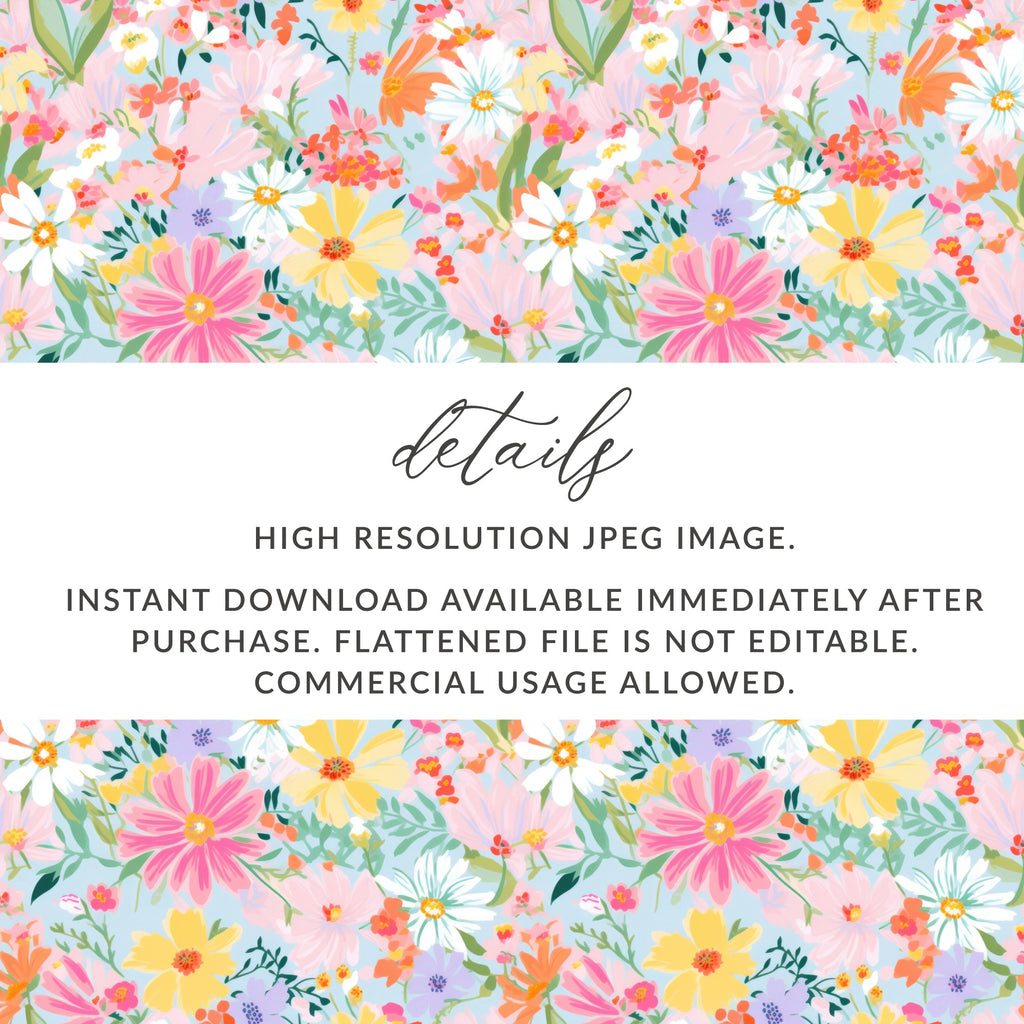 Vibrant Floral Pattern High Resolution JPEG Digital Download