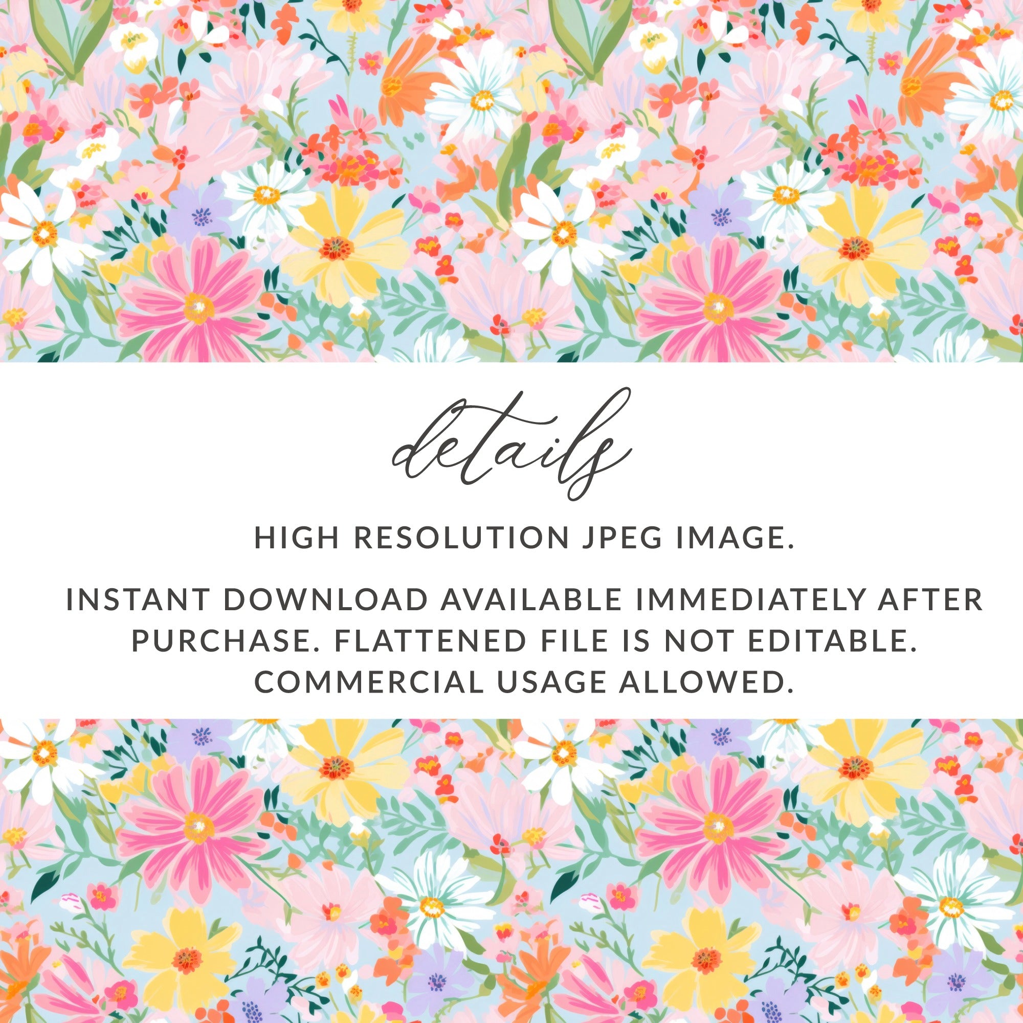 Vibrant Floral Pattern High Resolution JPEG Digital Download
