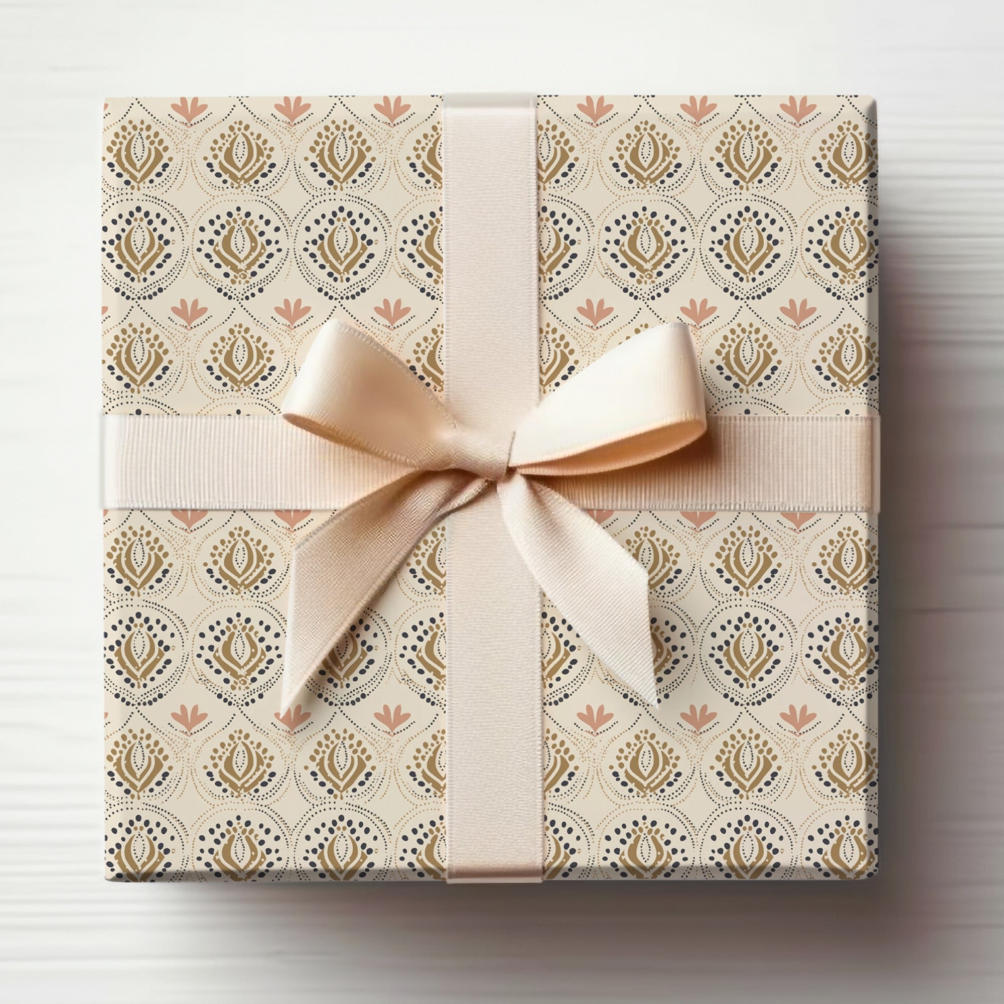 Elegant Patterned Gift Box with Ribbon wrapping