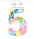 Colorful floral number 5 clip art by Moore & Mountain.