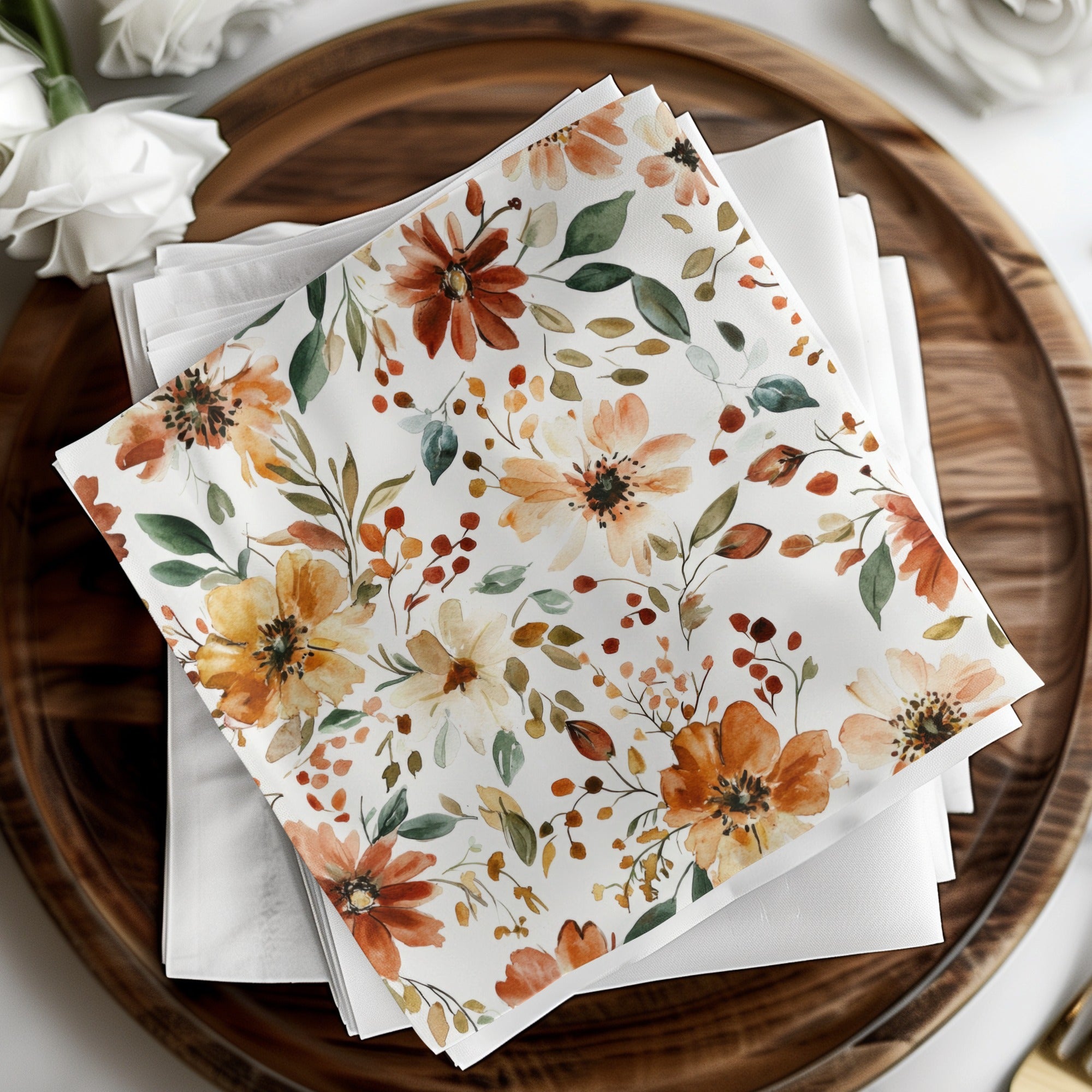 Floral Print Napkins for Luncheons and Special Events