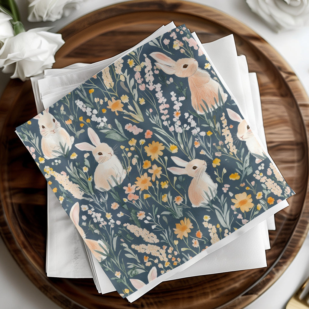 Floral Bunny Pattern Dinner Paper Napkins Product
