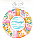 SVG Floral Pool Float SVG, Summer Water PNG, Preppy Neon Clipart, Girly Beach Illustration, Trendy Sticker Design, Sublimation Digital Art