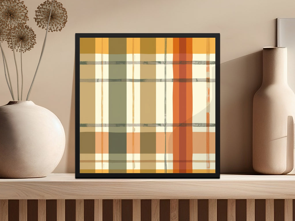 Elegant Autumn Plaid Digital Wall Art Poster Print