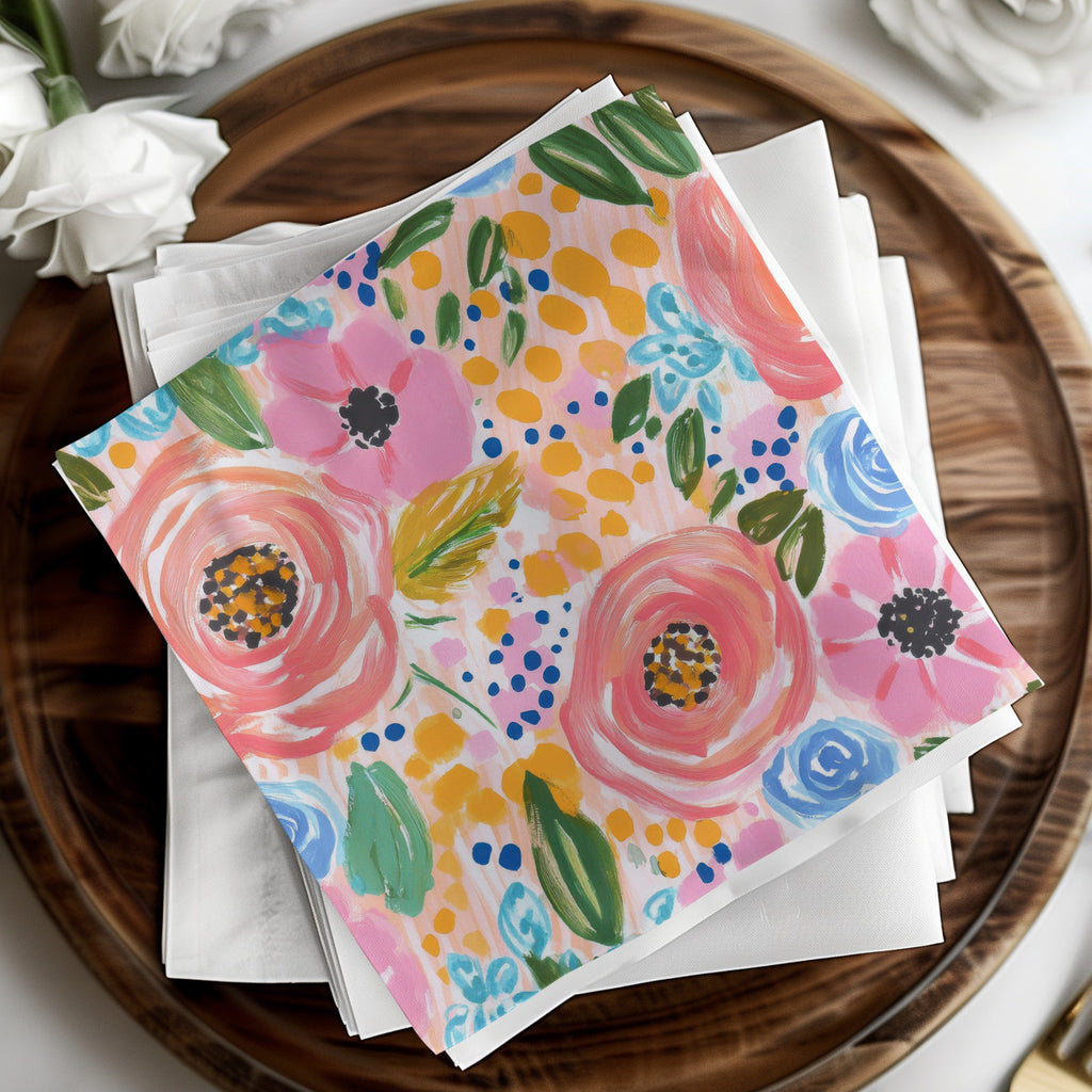 Pink Acrylic Seamless Pattern, Abstract Floral Digital Paper, Fine Art Floral Digital Print, Spring Ditsy Gouache Art Download