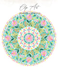 Watercolor floral mandala with text "Clip Art by Moore & Mountain".