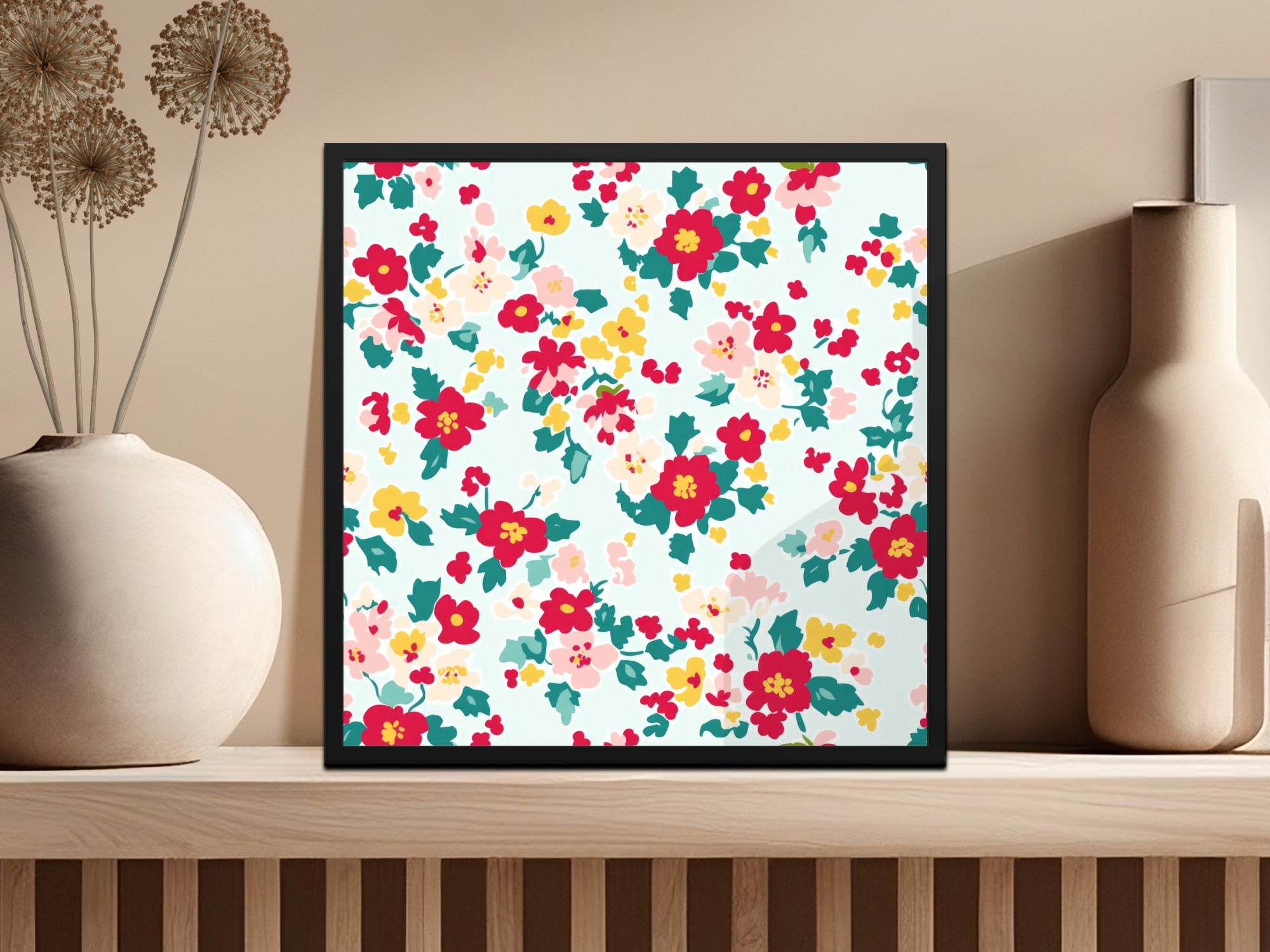 Colorful Floral Patterned Wall Art Print for Home Decor