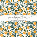 Vibrant Orange Fruit With Green Leaves Seamless Pattern
