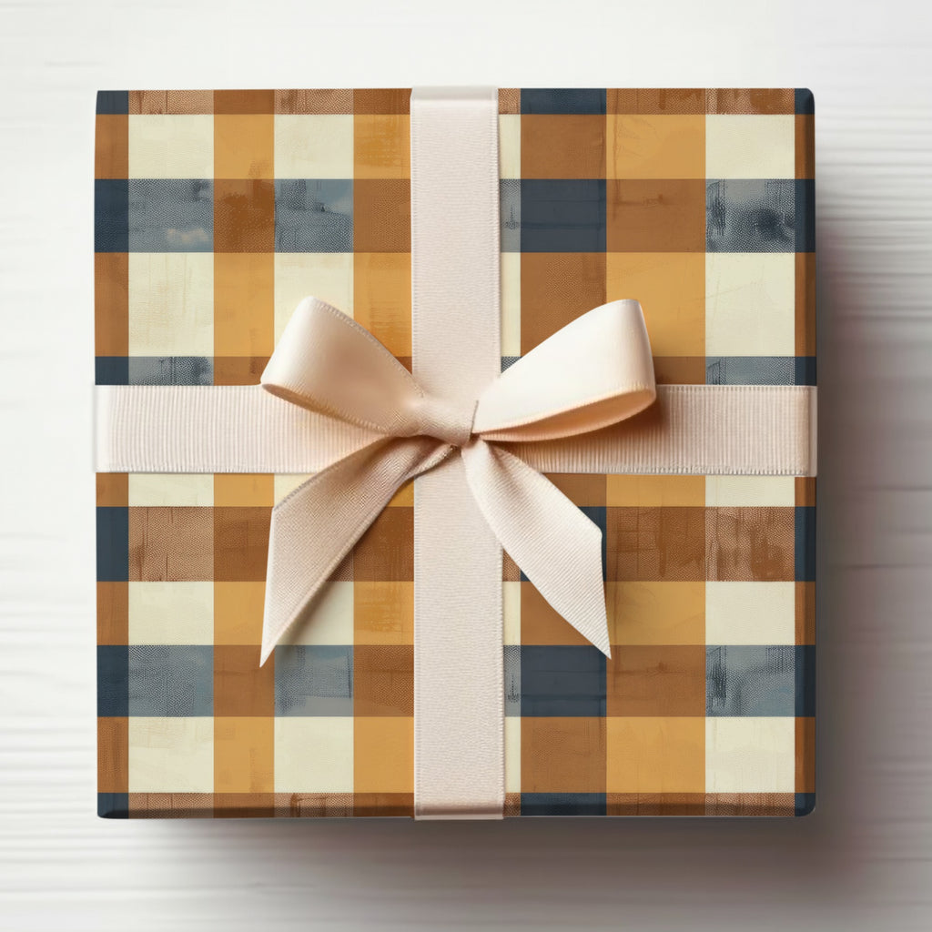 Decorative Gift Box with Ribbon and Plaid Pattern Gift Box