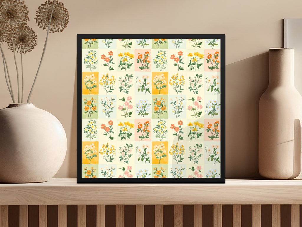 Colorful Floral Pattern Framed Botanical Art Print